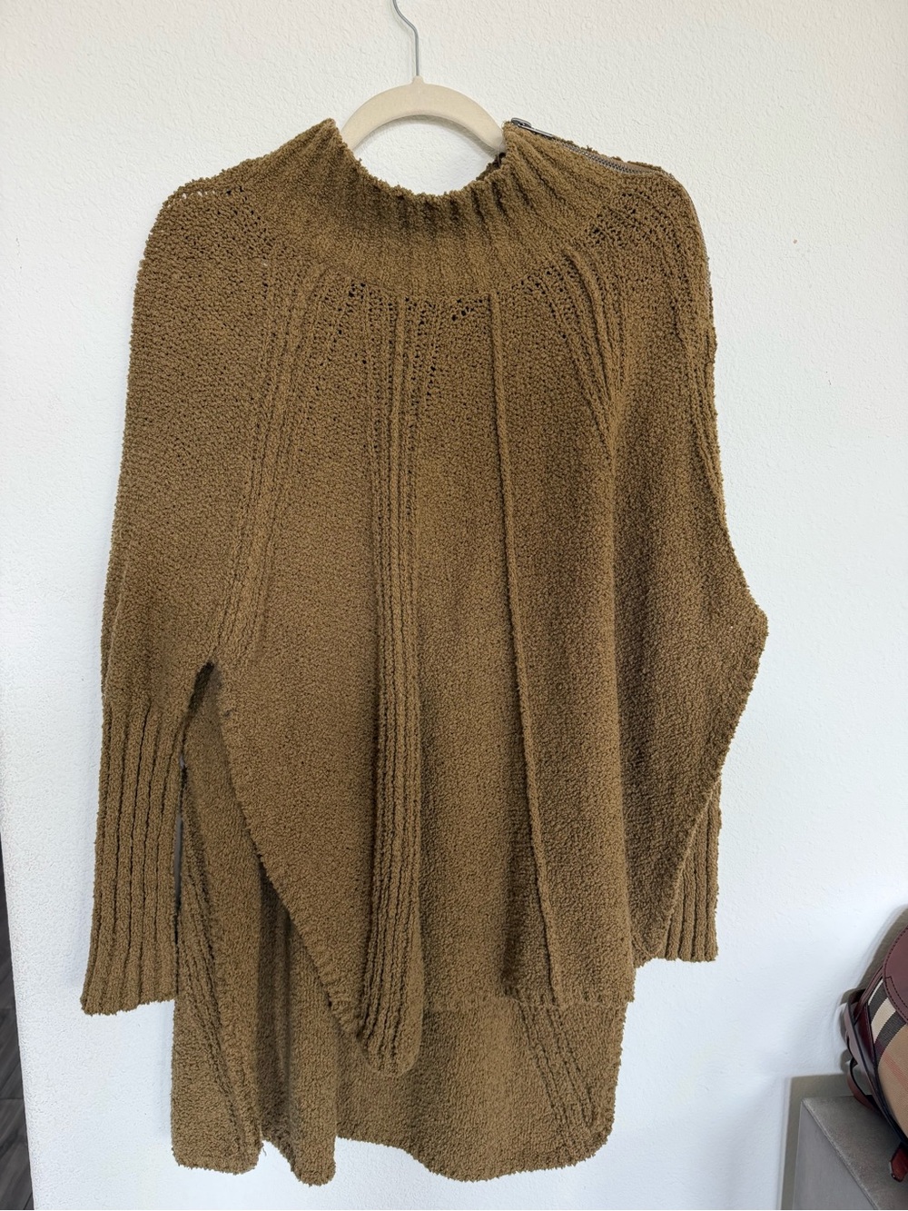 Free People Olive Textured Knit Oversized Tunic Sweater XS